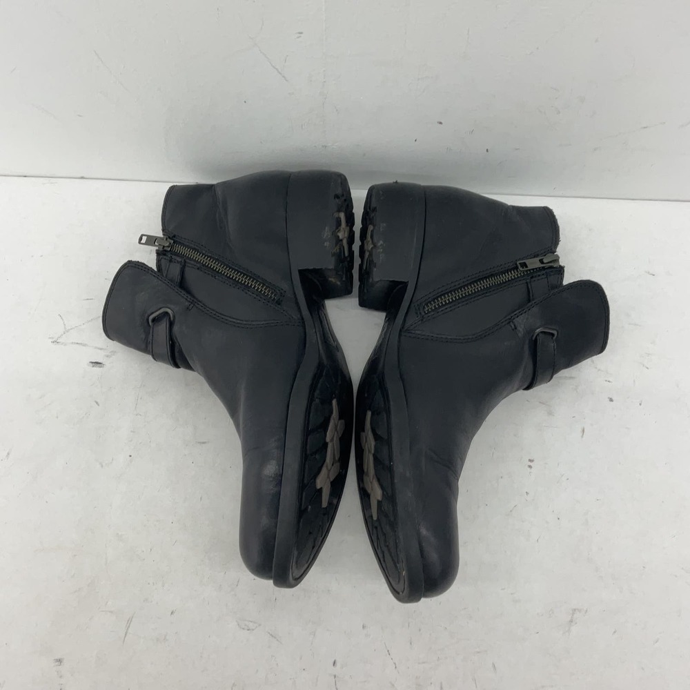 Born Women's Black Leather Biker Ankle Boots Size 10 - Picture 4 of 11